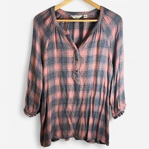 Caffe Marrakesh Pink Plaid Blouse Size XL